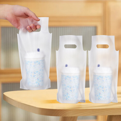 500Pièces Sacs Réutilisables Transparent Pe Pour Café Prise Facile 2