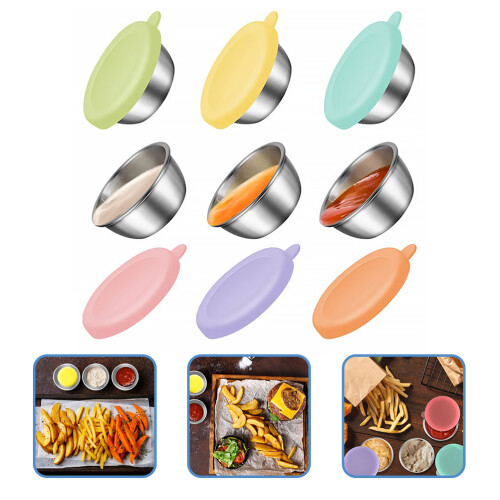 Leak-Proof Sauce Cup Silver 6 Sets 1