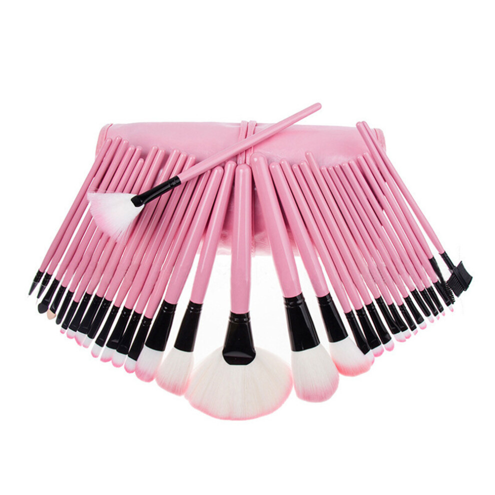 Aboofan Pink 31Pcs Portable Cosmetic Makeup Brushes Set With Pouch (Pink)