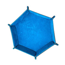 Leather Cube Tray - Foldable Hexagonal Storage Box for Buttons, Lapel Pins, and Small Items - Blue Color