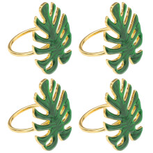 Design Metal Green Turtle Leaf Napkin Buckle For Wedding