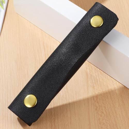 Handle Protection Leather Case - PU Leather Luggage Handle Cover, Black Travel Suitcase Handle Protector, Modern Design 1
