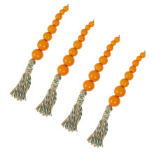 Hanging Beads For Doorways Wooden Beads Tassel Orange 4pcs