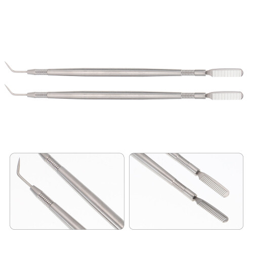 Multipurpose Eyelash Comb Eyelash Lift Perm Tool Silver 2pcs 2