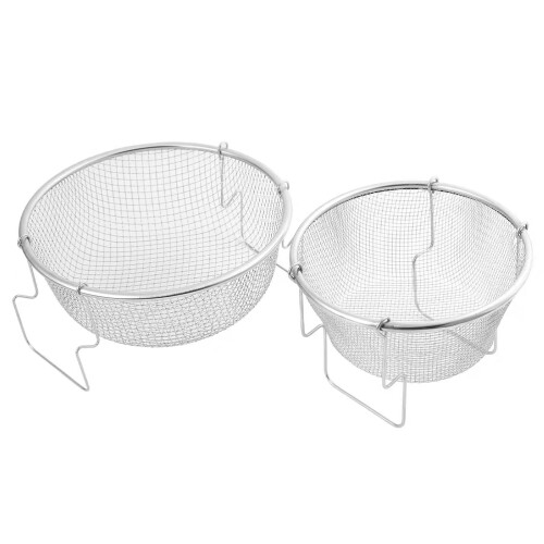 2pcs Fried Basket Stainless Steel Round Frying Kitchen Tools