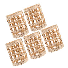 Handmade Straw Caps Light Yellow Rustic Decor 5pcs