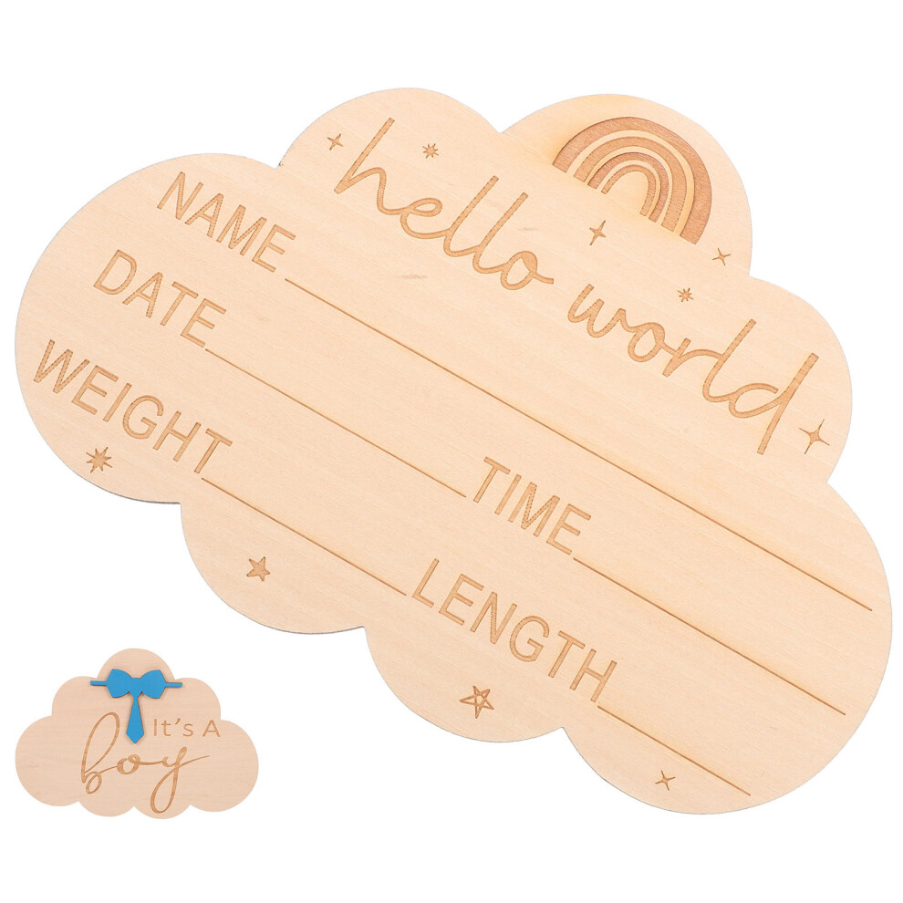 Wooden Cloud Baby Birth Announcement Sign Newborn Name Photo Prop Totority