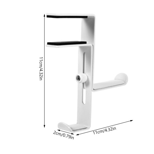 Adjustable Clamp Headset Hook For Under Desk Or Wall - White 1