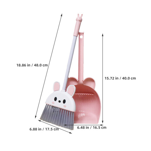 Rabbit Shape Broom And Dustpan Set Pink Plastic 1set 1