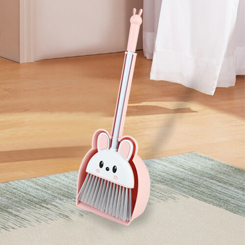 Rabbit Shape Broom And Dustpan Set Pink Plastic 1set 2