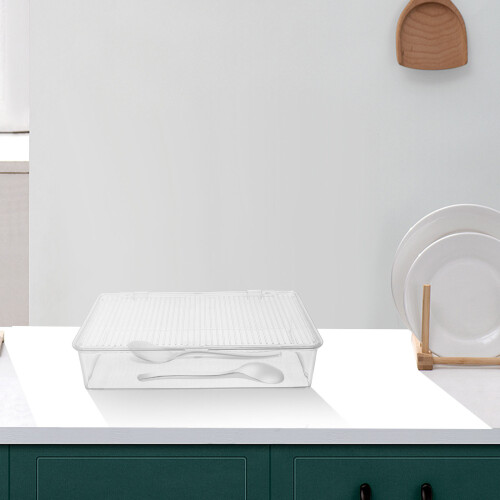 Flatware Tray With Lid For Kitchen Drawer Or Countertop Storage 2