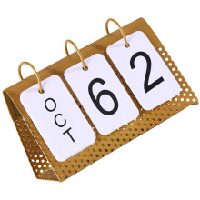 1set Desk Perpetual Calendar Golden Iron For Home And Office