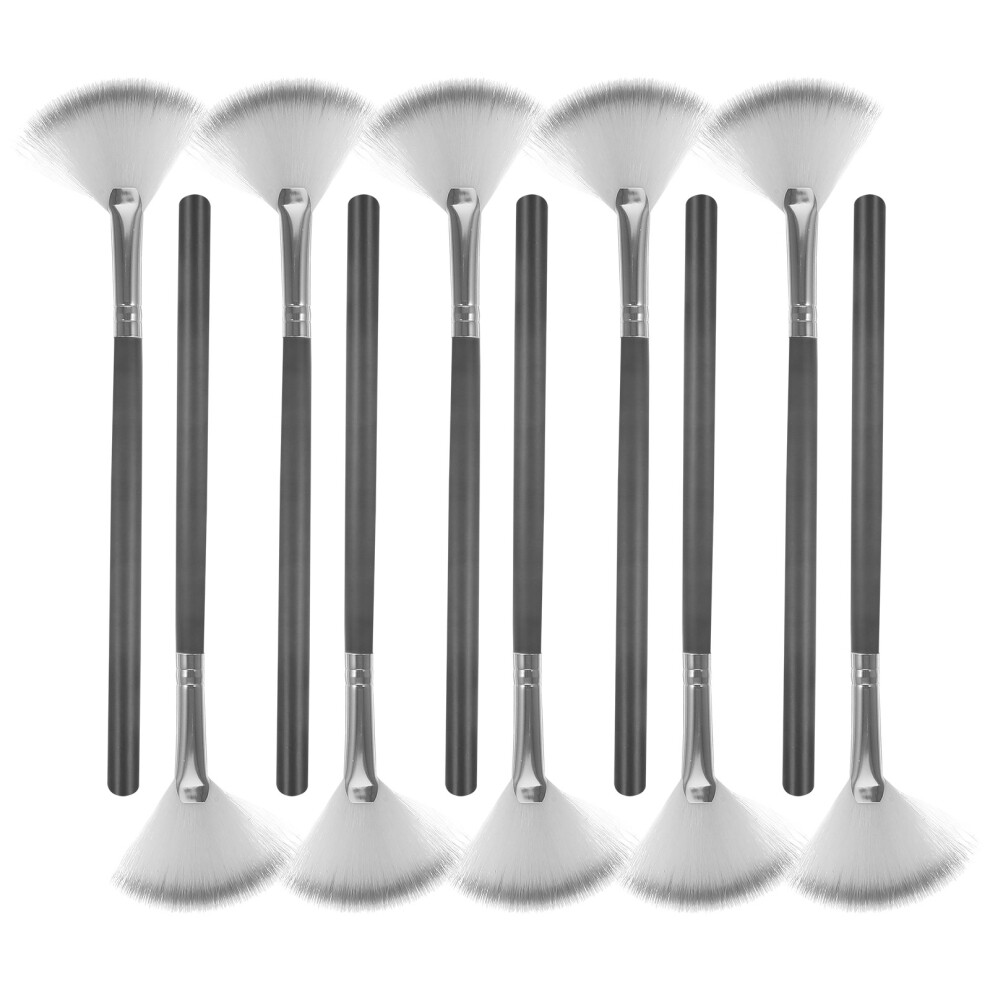 Totority 10Pcs Fan Makeup Brush Set Highlighter Blush Loose Powder Applicators