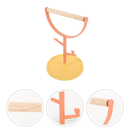 Desktop Bird Perch Plastic And Wood Orange Rack For Birds 1pack 1