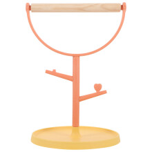 Desktop Bird Perch Plastic And Wood Orange Rack For Birds 1pack