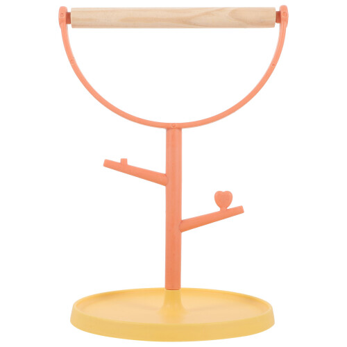 Desktop Bird Perch Plastic And Wood Orange Rack For Birds 1pack