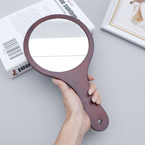 Haircut Mirror Hand Mirror Hand Held Mirror Wooden Handle Mirror 2
