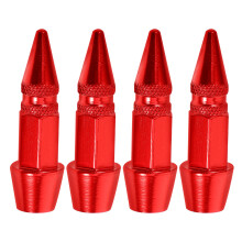 Valve Stem Caps Red For Various Vehicles 4pcs