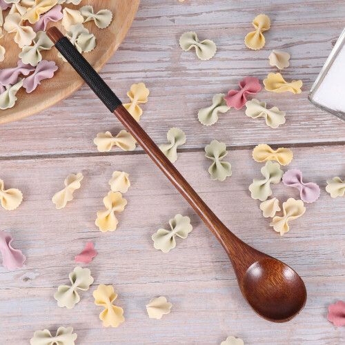 5 Pcs Silverware Spoons Long Honey Wooden Stirring 2