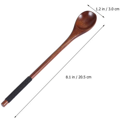 5 Pcs Silverware Spoons Long Honey Wooden Stirring 1