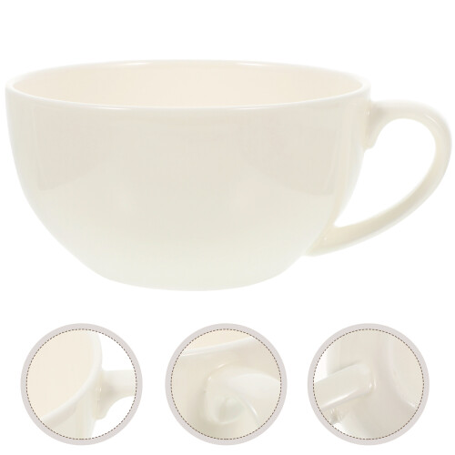 White Breakfast Mug Ceramic Soup Cup Office Large Bowl Camp Coffee 2