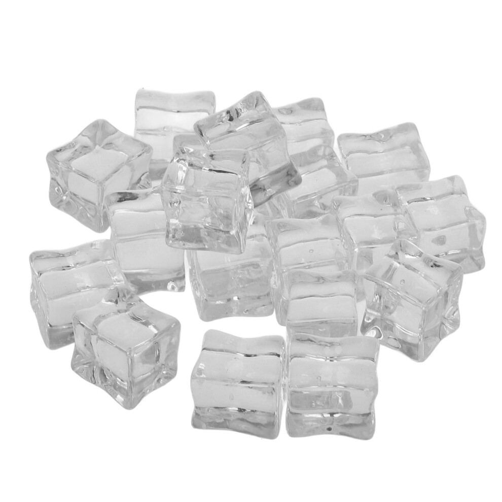 20 Pcs Freeze Cubes Simulated Ice 2.50X2.20x2.00cm Transparent 3164149046224