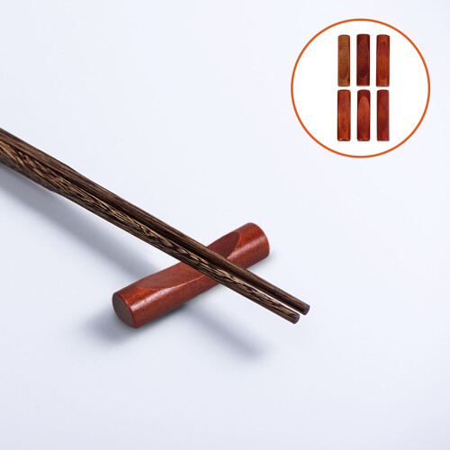 6 Pcs Chopsticks Tableware Reusable Holder Stand Rest Brown 2