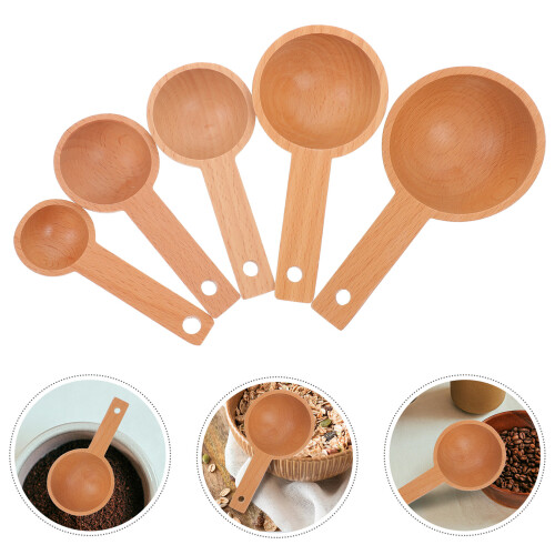 Ergonomic Handle Measuring Spoons Beige 5pcs 2