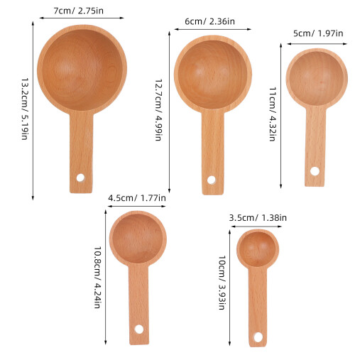 Ergonomic Handle Measuring Spoons Beige 5pcs 1