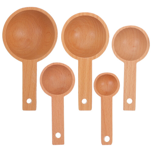 Ergonomic Handle Measuring Spoons Beige 5pcs