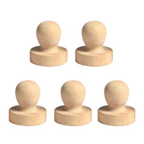 Raindrops  5 Pcs Name Solid Wood Round Handle Seal Diary Stamp Toddler