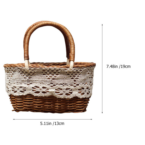 1 Pc Oval Willow Basket Down Handles Basket For Wedding (Coffee) 1