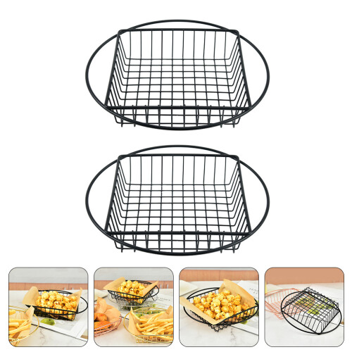Fried Snack Basket Black Stainless Steel 2pcs 2