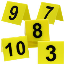 10Pcs Yellow Acrylic Number Markers Double-Sided Reusable Table Signs
