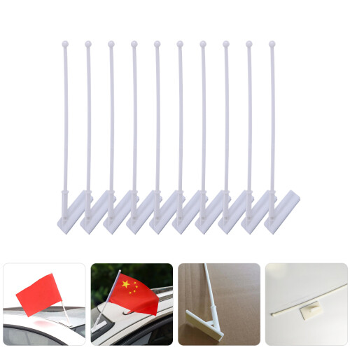 Car Window Flag Pole Car Window Flagpoles White 10pcs 1