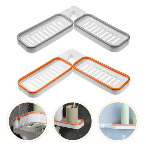 2pcs Foldable Plastic Wall Mounted Racks Storage Shelves For Bathroom 2