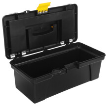 Large Capacity Black Plastic Tool Box with Safe Buckle