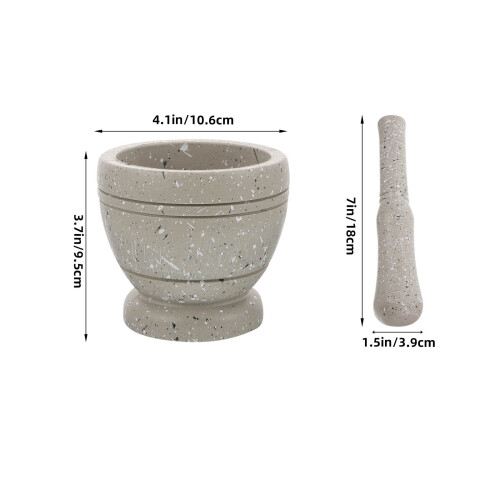 1Set Durable Grey PP Mortar and Pestle Small Grinding Bowl for Kitchen 1