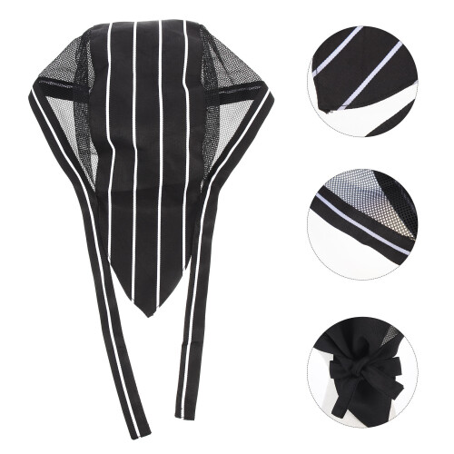 Elastic Cooking Cap Chef Hat Reusable Cotton Striped 1pcs 2