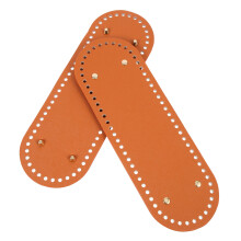 2Pcs PU Leather Bag Bottom for DIY Crochet Handbag Brown Oblong Base