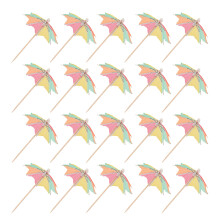 50 Pcs Octagonal Paper Bamboo Cocktail Umbrella Picks For Dessert