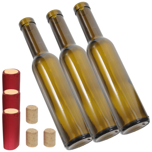 3Pcs Green Glass Wine Bottles Empty Multipurpose Storage Bottles