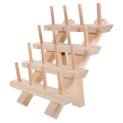 Solid Wood Storage Rack Office Wooden Folding Beech Bobbin Thread