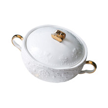 Large Ceramic Noodle Bowl With Lid Amphora Bird'S Nest Baby