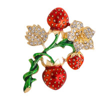 Mlins Fruit Strawberry Brooch Gift For Family And Friends Enameled