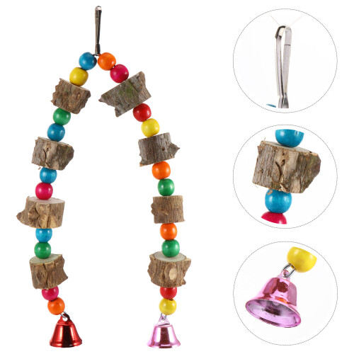 Bird Hanging Parrot Cage Bite Pendant With Bells And 1