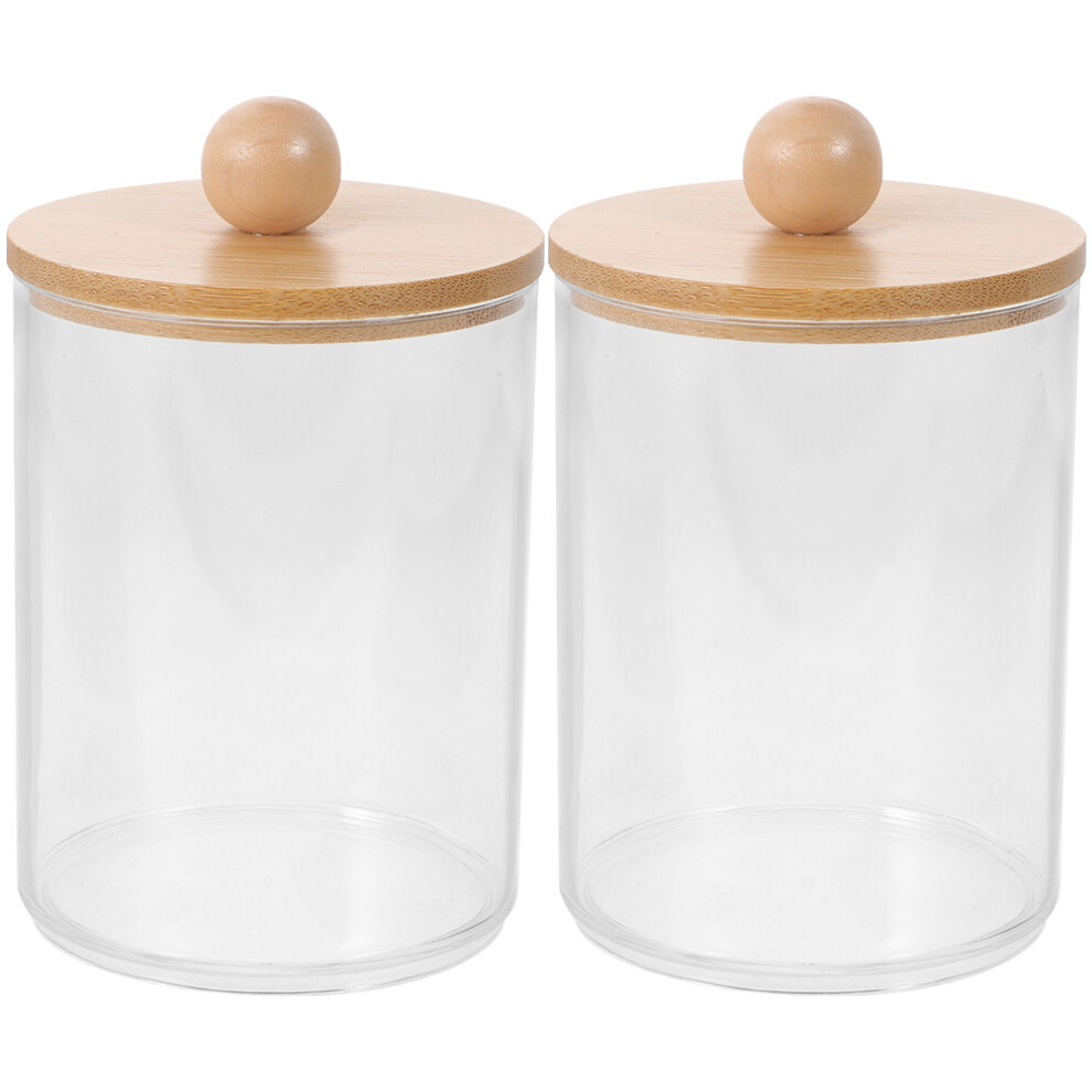 Bamboo Transparent Bathroom Jar 2pcs 4.44x2.75x2.75in-image-OPC-PK8PZS5-NEW
