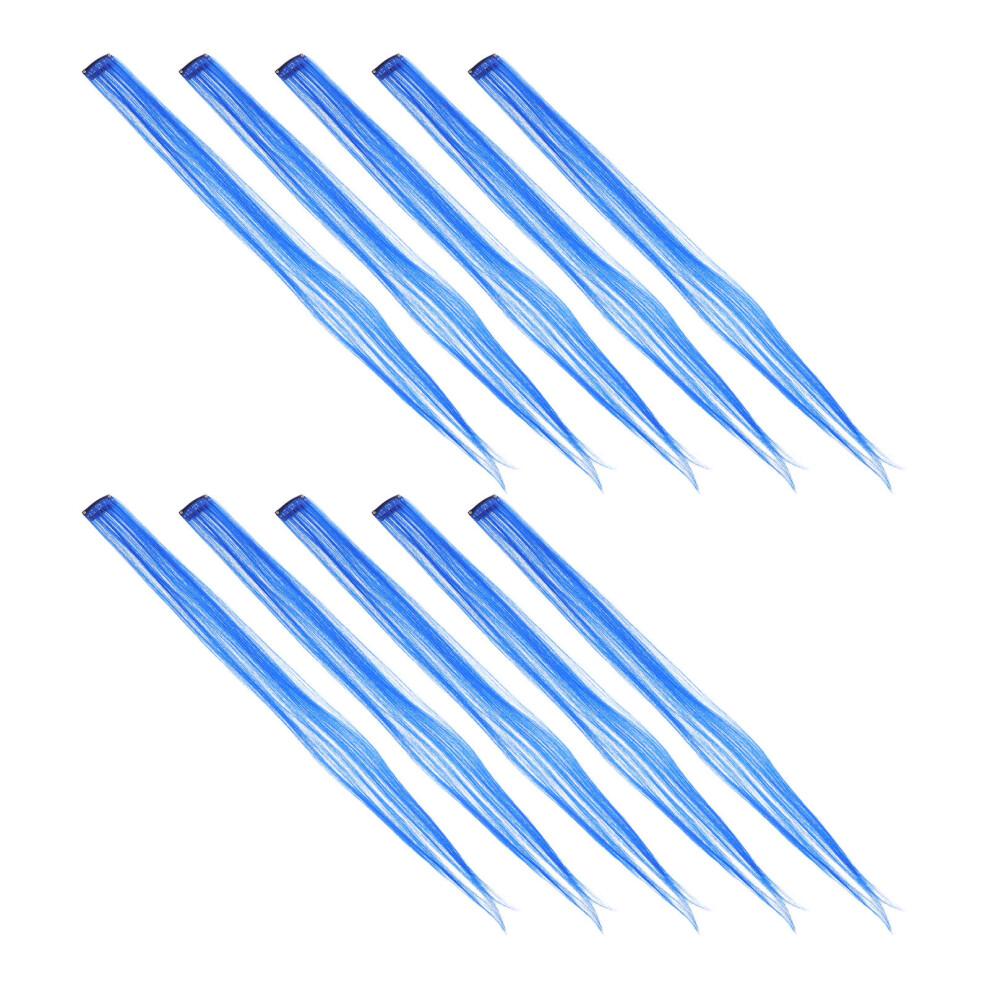 Solustre 10Pcs Blue Hair Clip In Extensions Long Straight Secure Comfortable