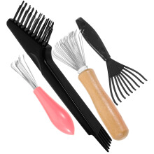 4Pcs Hair Brush Cleaner Tool Plastic Metal Home Use Assorted Color