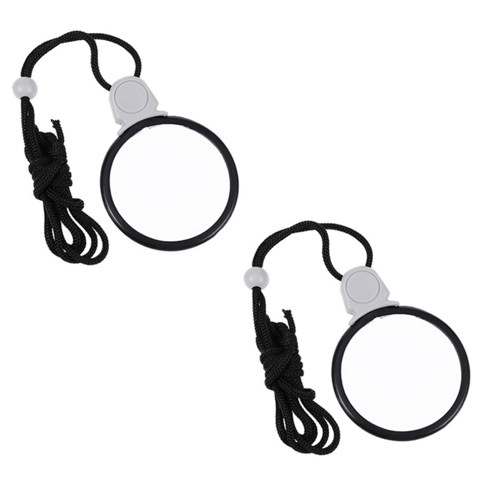 Artibetter Black Pocket Magnifier Small Neck Magnifier Glass 2Pcs